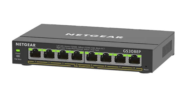 Netgear GS308EP-100UKS 8-Port PoE+ Gigabit Ethernet Plus Managed Switch
